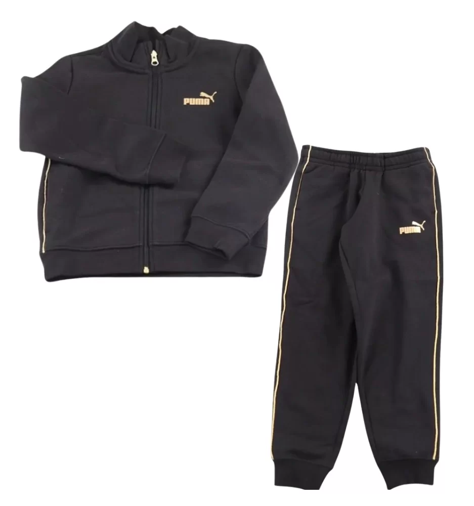 Puma Tuta Zip Essentials Textured Foil Logo Fleece Girls Nero 692212-01