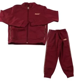 Puma Tuta Zip Essentials Textured Foil Logo Fleece Girls Rosso Spento 692212-96
