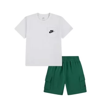 Nike Tuta Small Logo French Terry Bianco Verde 86N041-EJ1