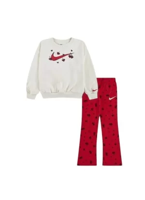 Nike Tuta Felpa Leggings Inf Bianco Rosso 16N667-U10
