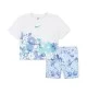 Nike Tuta Flow Ral All Over Print Leggings Bike Girls Bianco Celeste 36M848-U5M