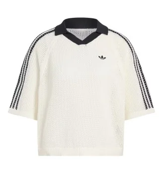 Adidas T-shirt Polo Crochet Bianco Nero KC6490