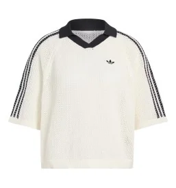 Adidas T-shirt Polo Crochet Bianco Nero KC6490
