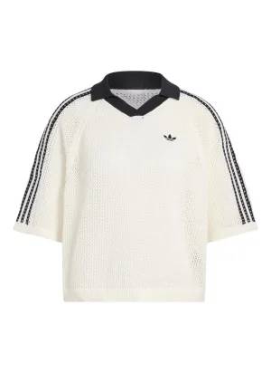 Adidas T-shirt Polo Crochet Bianco Nero KC6490