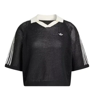 Adidas T-shirt Polo Crochet Nero Bianco KC6491