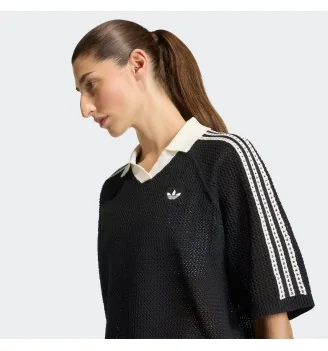 Adidas T-shirt Polo Crochet Nero Bianco | Adidas | 