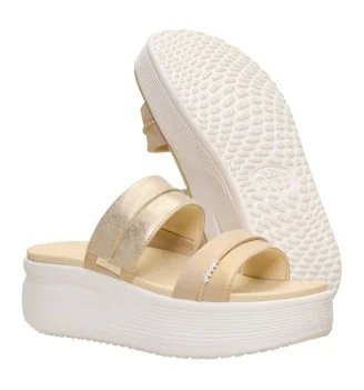 Hey Dude Ciabatta Austin Slide Classic Champagne Metallic Beige | Hey Dude | 