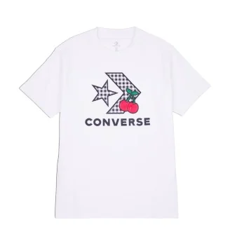 Converse T-shirt Cherry Star Chevron Bianco 10026042-A01