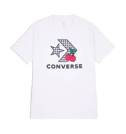 Converse T-shirt Cherry Star Chevron Bianco 10026042-A01