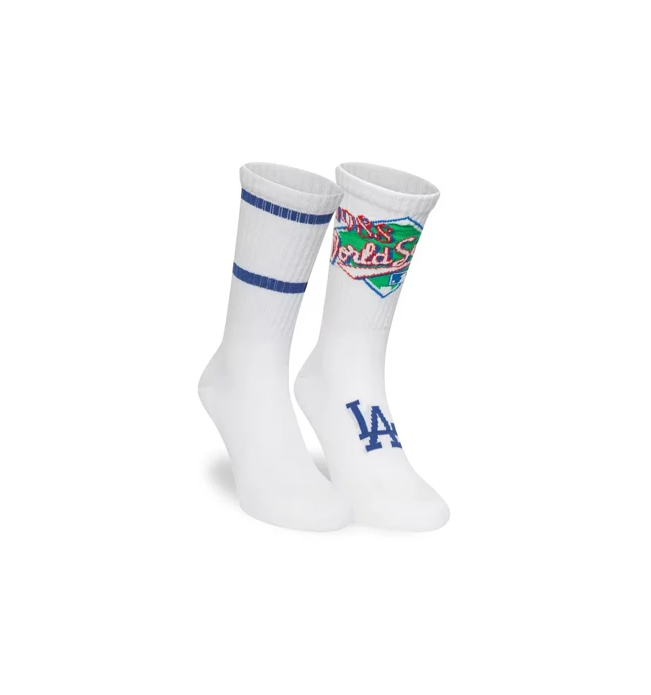 New Era Calzini Crew Polpaccio Mlb Los Angeles Dodgers 2 Paia Bianco Blu 60684246