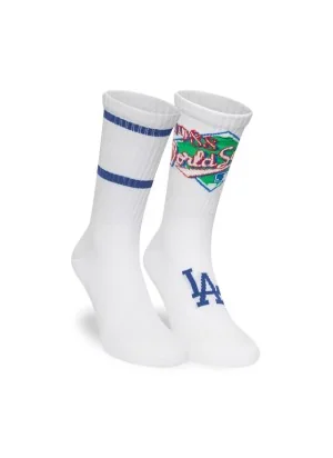 New Era Calzini Crew Polpaccio Mlb Los Angeles Dodgers 2 Paia Bianco Blu 60684246