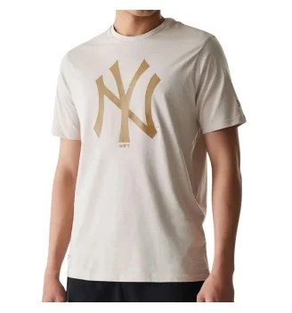 New Era T-shirt Mlb Regular New York Yankees Stone Bianco Beige 60590460
