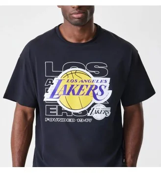 New Era T-Shirt Nba Oversized Los Angeles Lakers Outline Graphic Blu Navy | New Era | 