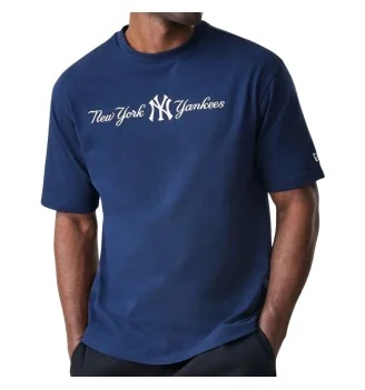 New Era T-Shirt Oversized Mlb Script New York Yankees Blu Navy 60758730