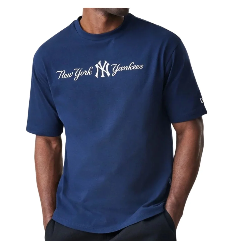 New Era T-Shirt Oversized Mlb Script New York Yankees Blu Navy 60758730