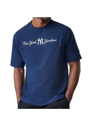 New Era T-Shirt Oversized Mlb Script New York Yankees Blu Navy 60758730