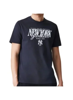 New Era T-Shirt Mlb Reg Script New York Yankees Blu Navy 60758702