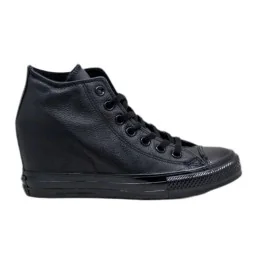 Converse Scarpe Chuck Taylor All Star Mid Lux Leather Zeppa Full Nero 550668C