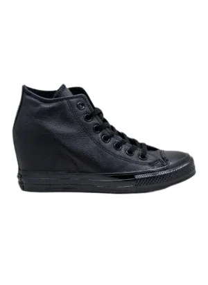 Converse Scarpe Chuck Taylor All Star Mid Lux Leather Zeppa Full Nero 550668C