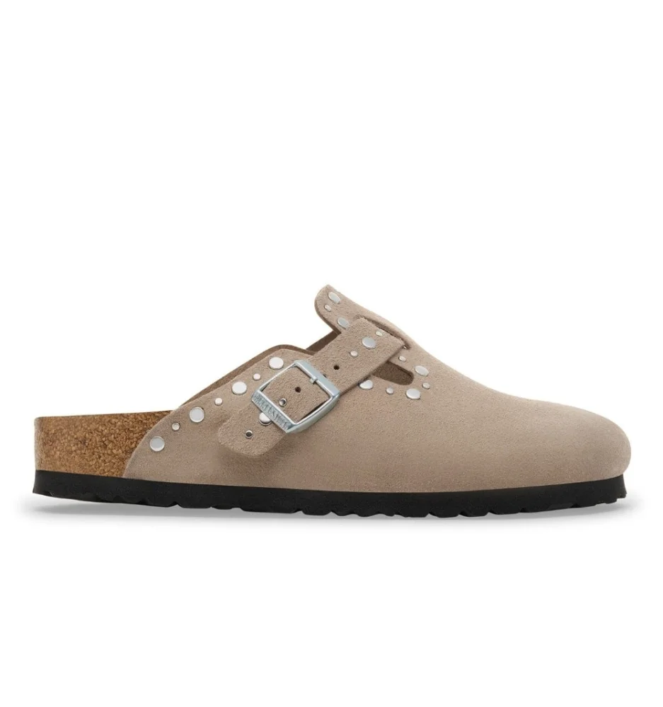 Birkenstock Ciabatta Boston Rivet Taupe Grigio Marrone 1030418