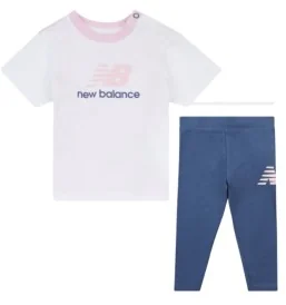 New Balance Tuta Logo Inf Bianco Rosa Blu LAKG0145 VTI