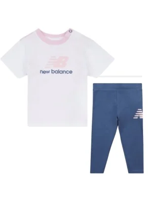 New Balance Tuta Logo Inf Bianco Rosa Blu LAKG0145 VTI