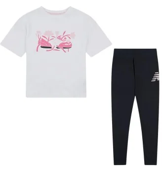 New Balance Tuta Scarpe Flora Graphic Kids Bianco Nero LAKG0079 BWE