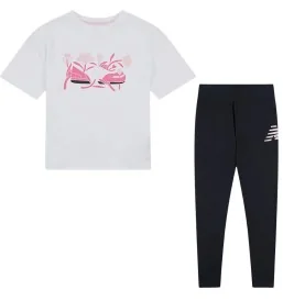 New Balance Tuta Scarpe Flora Graphic Kids Bianco Nero LAKG0079 BWE
