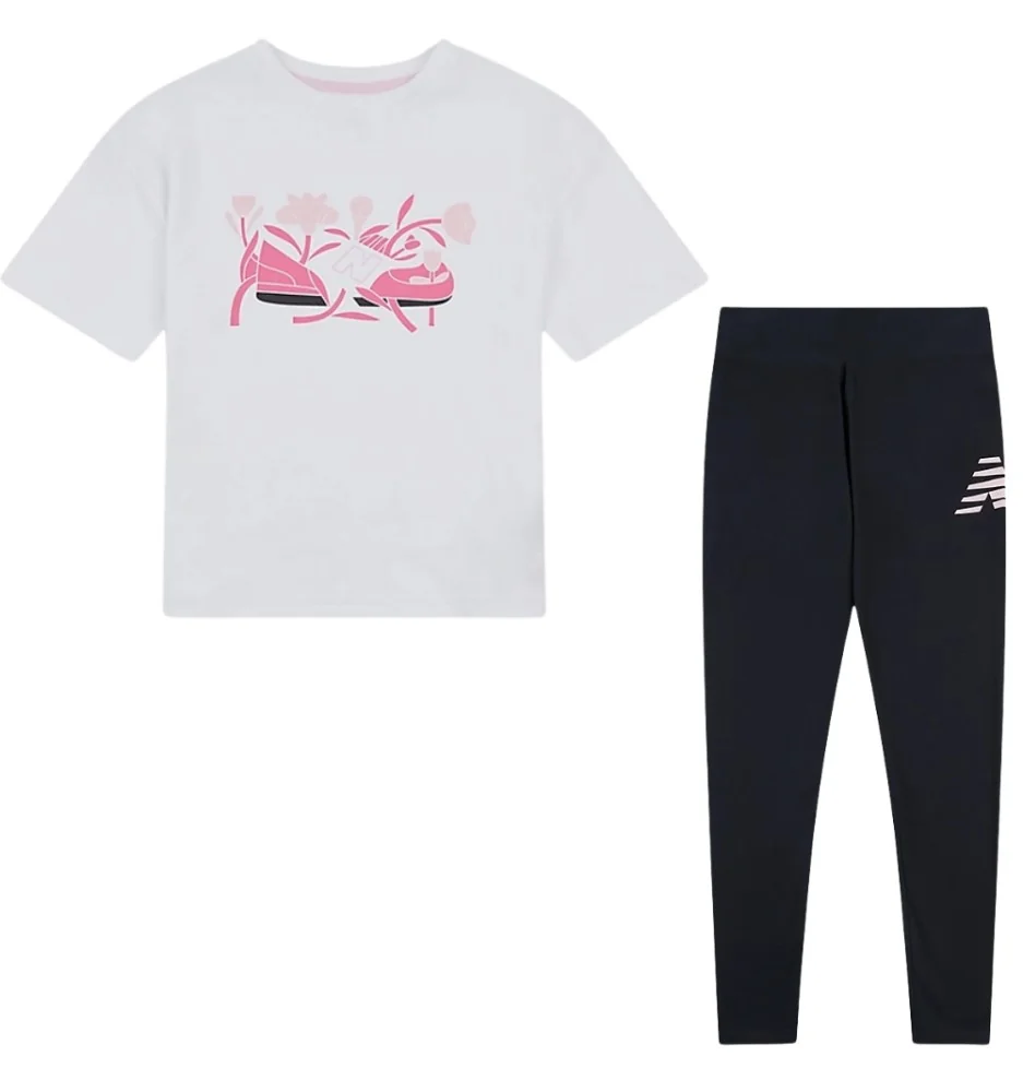 New Balance Tuta Scarpe Flora Graphic Kids Bianco Nero LAKG0079 BWE