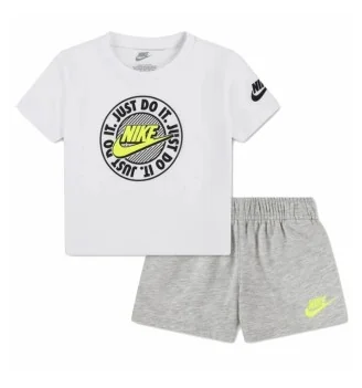Nike Tuta French Terry Logo Bianco Grigio 86N903-C87