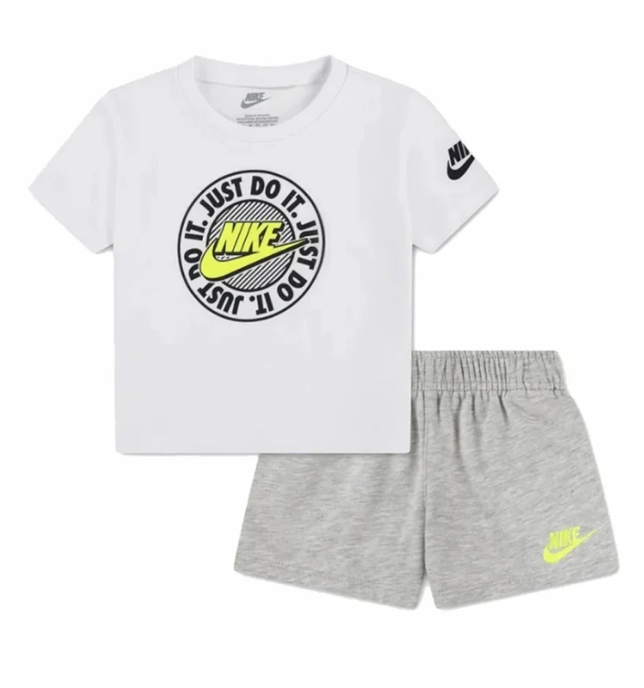 Nike Tuta French Terry Logo Bianco Grigio 86N903-C87
