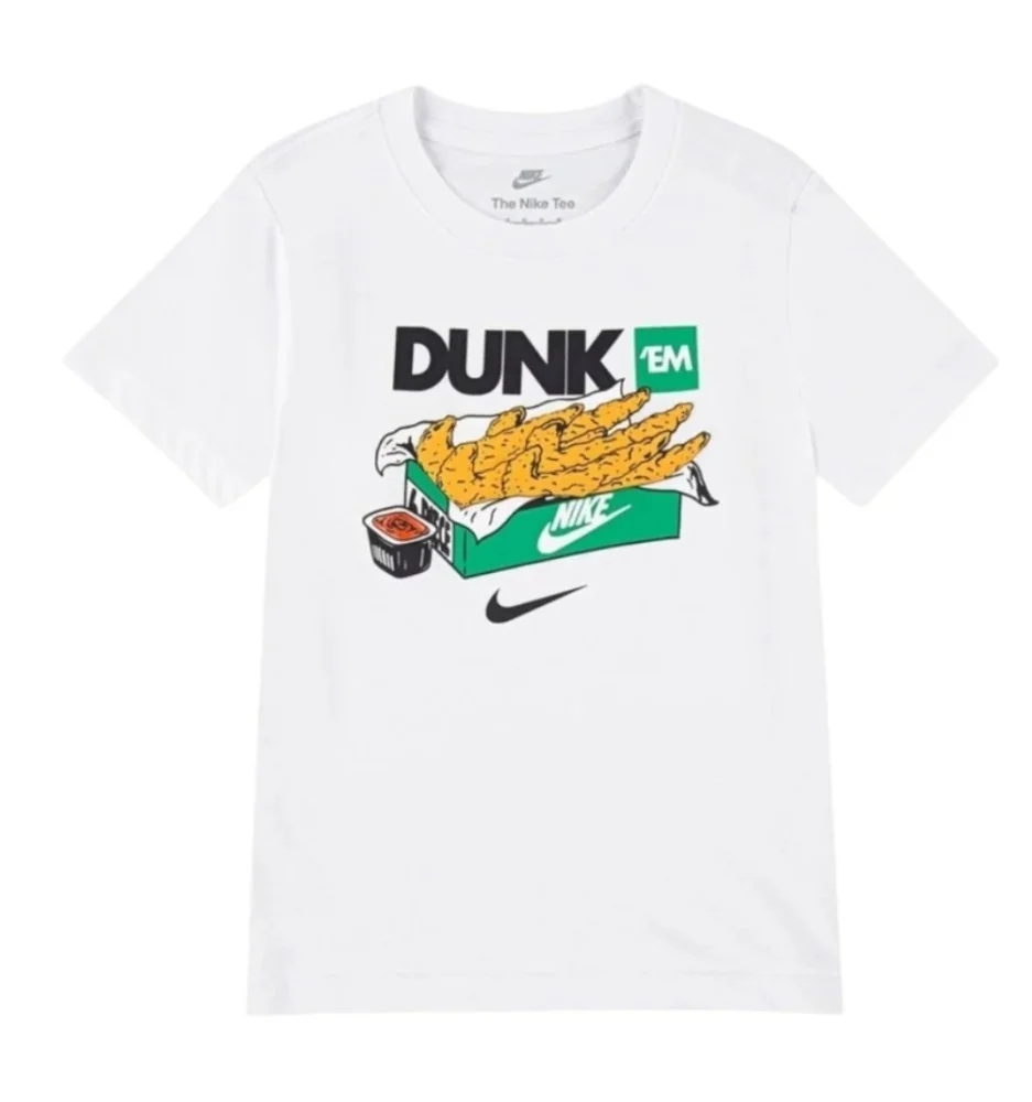Nike T-shirt Dunk Them Tenders Food Bianco 86N064-001