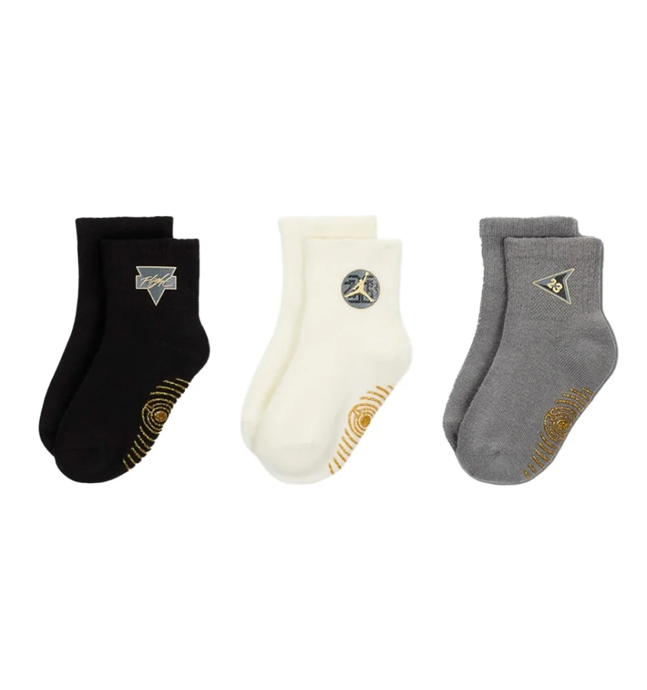 Jordan Calzini See Me Shine Antiscivolo Gripper 3 Paia Nero Grigio Bianco Oro NJ0722-023