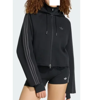 Adidas Felpa Cappuccio Zip Sst 2.0 Crop Nero | Adidas | 