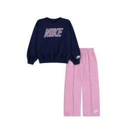 Nike Tuta Retro Wide Leg French Terry Girls Blu Rosa 36P178-AAH