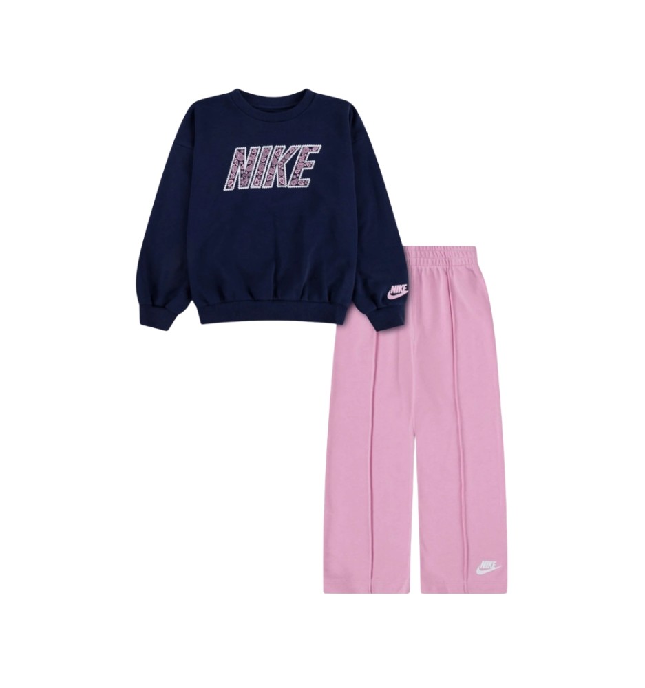Nike Tuta Retro Wide Leg French Terry Girls Blu Rosa 36P178-AAH