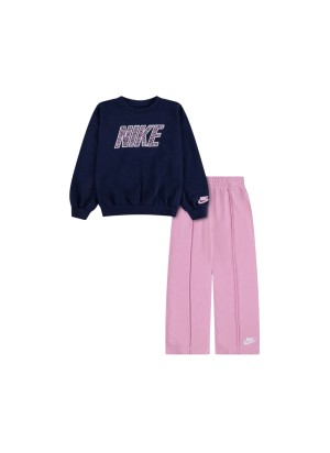 Nike Tuta Retro Wide Leg French Terry Girls Blu Rosa 36P178-AAH