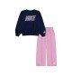 Nike Tuta Retro Wide Leg French Terry Girls Blu Rosa 36P178-AAH