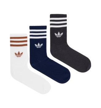 Adidas Calzini Crew 3 Paia Nero Blu Bianco KZ4012