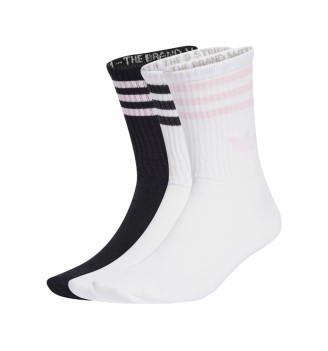 Adidas Calzini 3 Stripes Crew 3 Paia Clear Pink Bianco Nero JV7405