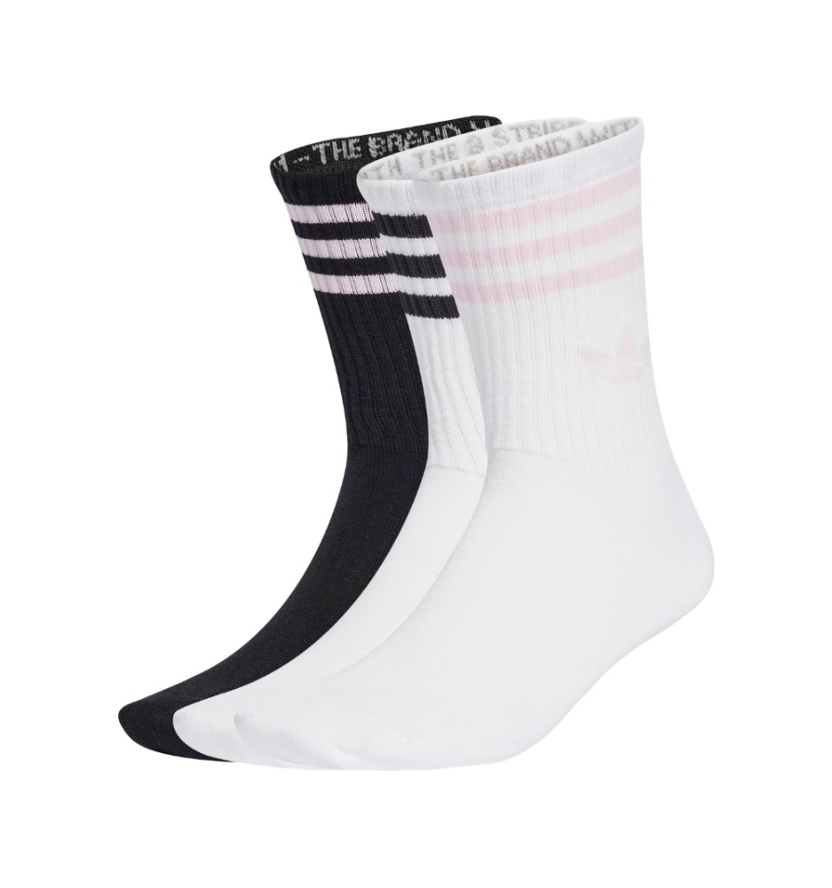 Adidas Calzini 3 Stripes Crew 3 Paia Clear Pink Bianco Nero JV7405