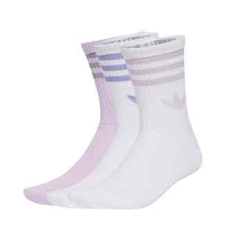 Adidas Calzini Glitter 3 Paia Ice Lavender Bianco KR4217
