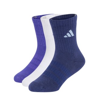 Adidas Calzini Crew 3 Paia Kids Pure Purple Blu Bianco KQ9228