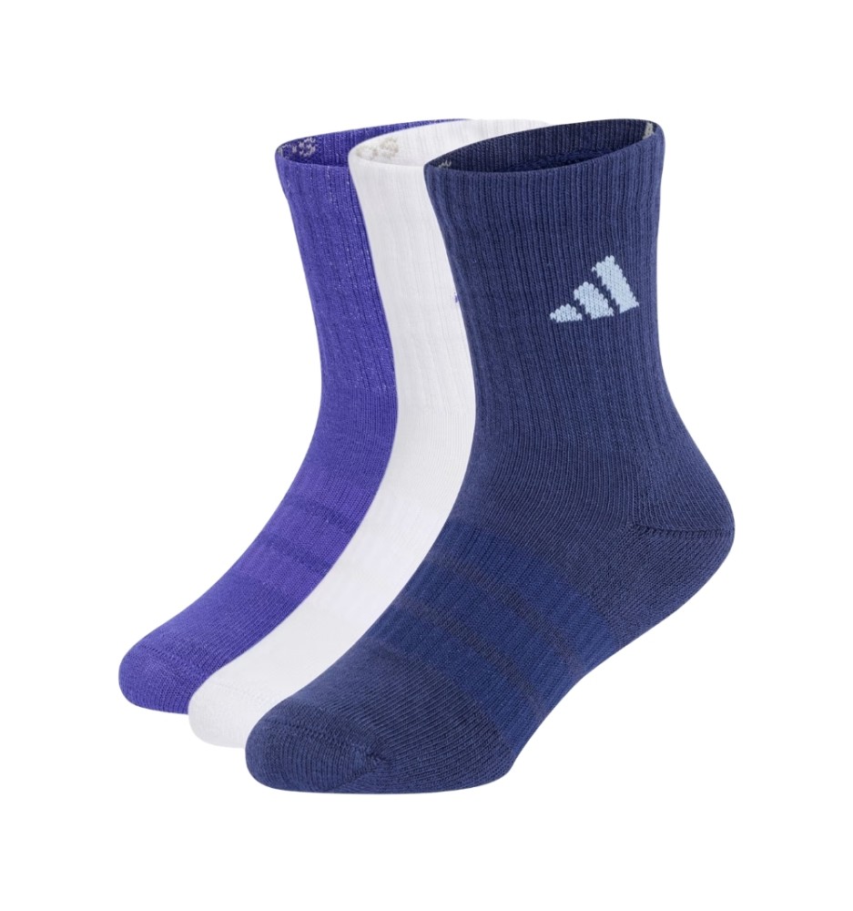 Adidas Calzini Crew 3 Paia Kids Pure Purple Blu Bianco KQ9228