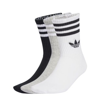 Adidas Calzini Crew 3 Paia Bianco Grigio Nero JV7403