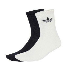 Adidas Calzini Fluffy Crew 2 Paia Off Bianco Nero JX5217