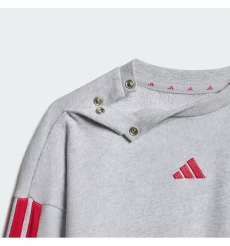 Adidas Tuta 3 Stripes French Terry 240 I Power Pink Grigio | Adidas | 