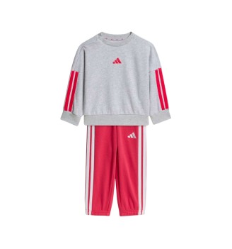 Adidas Tuta 3 Stripes French Terry 240 I Power Pink Grigio KQ8672