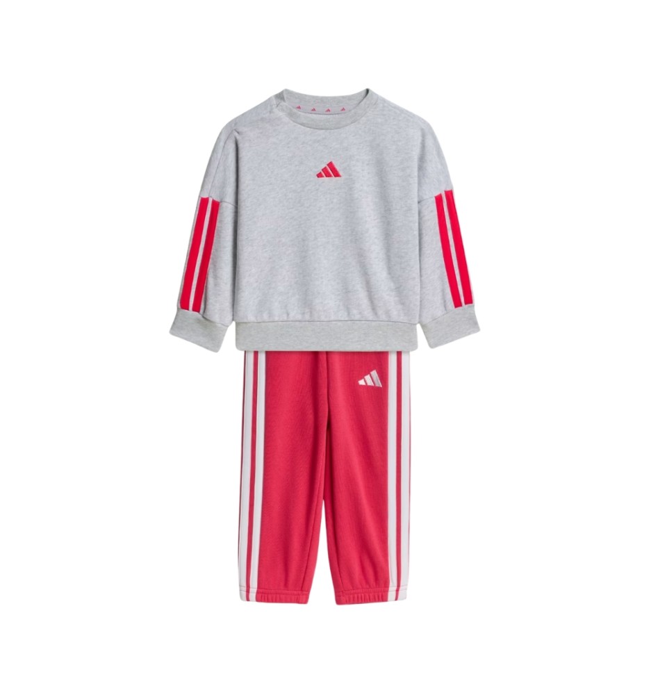 Adidas Tuta 3 Stripes French Terry 240 I Power Pink Grigio KQ8672