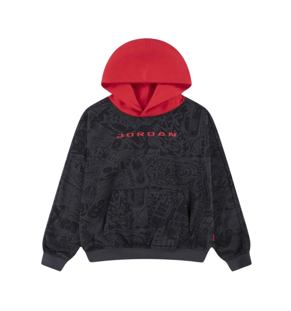 Jordan Felpa Brk Lsr Dk Kids Smoke Grey Nero Rosso 95G185-G9Q